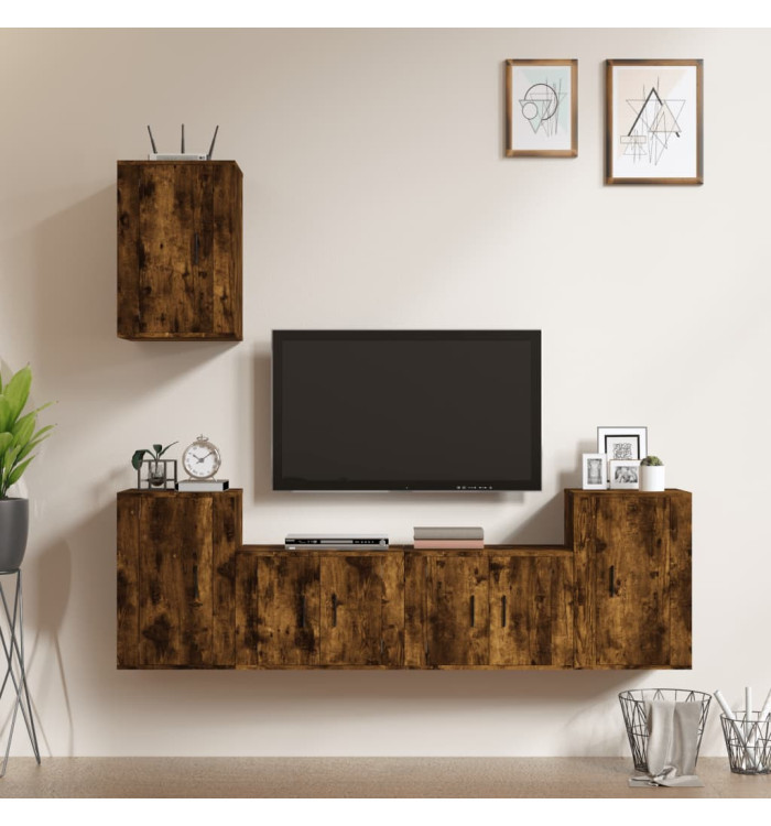 Ensemble de meubles TV 5 pcs Chêne fumé Bois d'ingénierie | Mobilier & Déco
