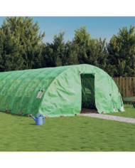 Serre avec cadre en acier vert 70 m² 14x5x2,3 m | Mobilier & Déco