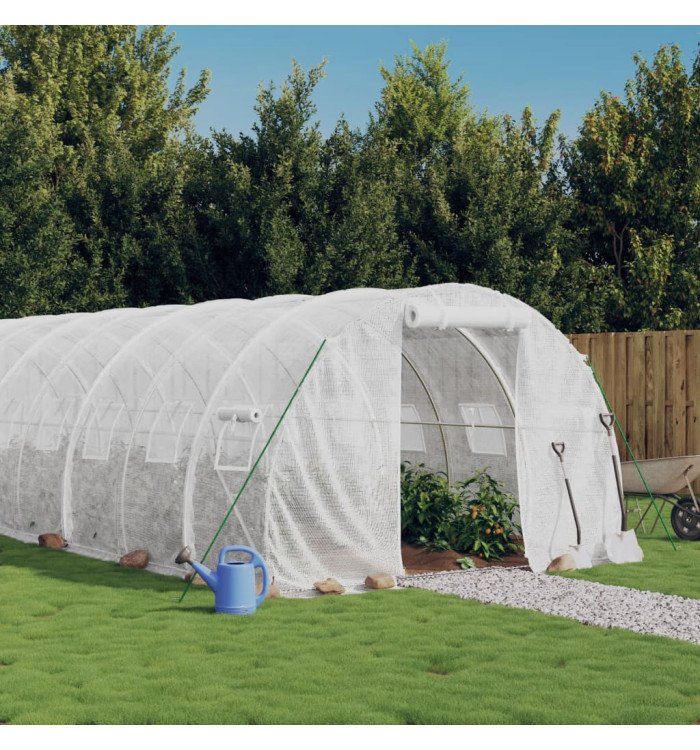 Serre avec cadre en acier blanc 72 m² 24x3x2 m | Mobilier & Déco