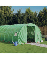 Serre avec cadre en acier vert 24 m² 8x3x2 m | Mobilier & Déco