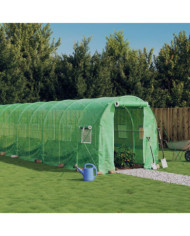 Serre avec cadre en acier vert 20 m² 10x2x2 m | Mobilier & Déco