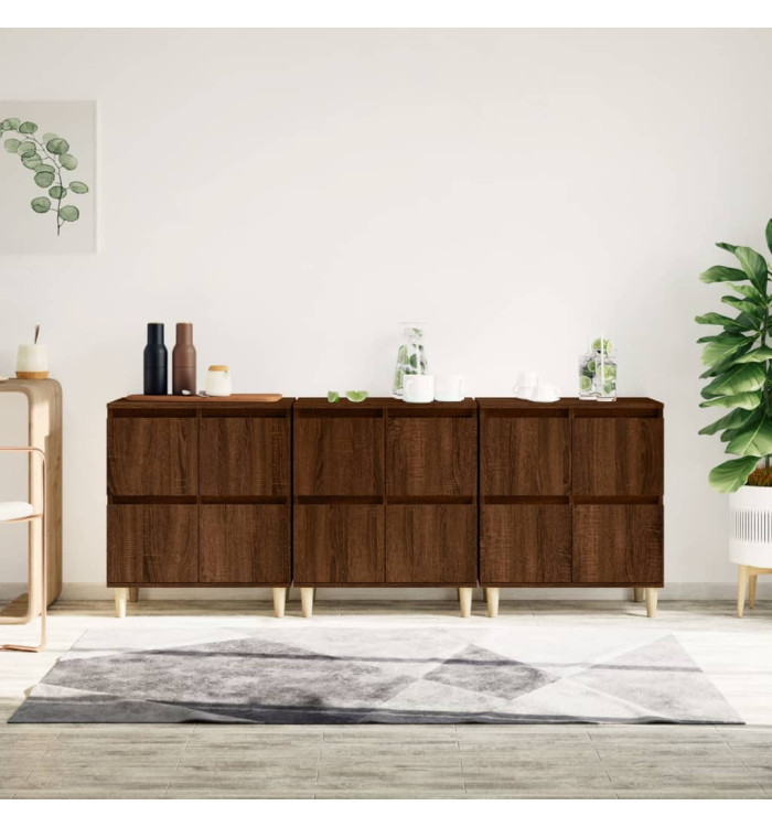 Buffets 3 pcs chêne marron 60x35x70 cm bois d'ingénierie | Mobilier & Déco