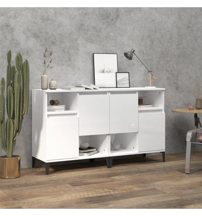 Buffets 2 pcs blanc brillant 60x35x70 cm bois d'ingénierie | Mobilier & Déco