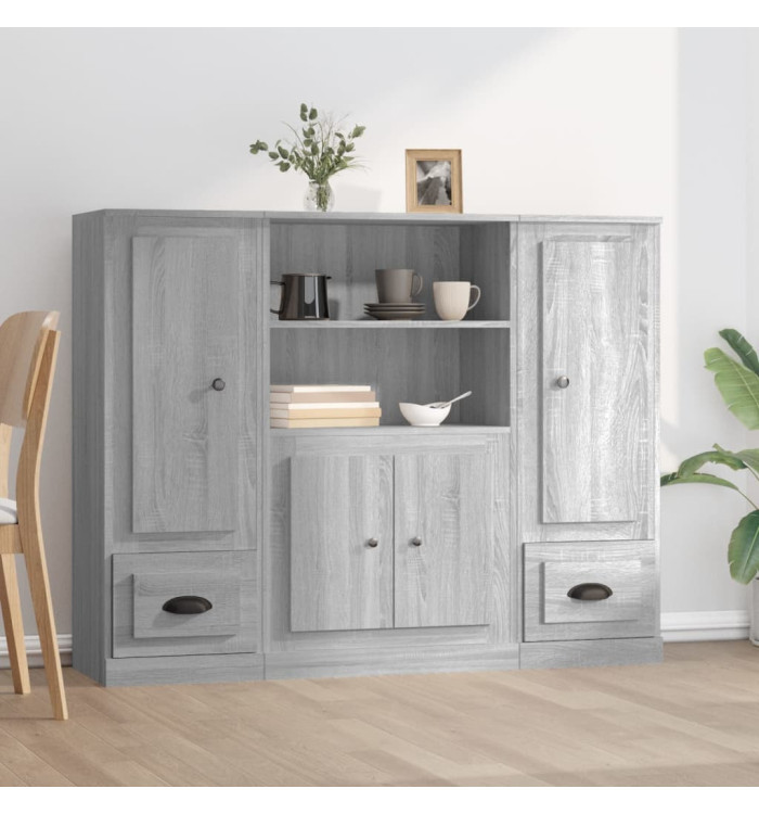Buffets 3 pcs sonoma gris bois d'ingénierie | Mobilier & Déco