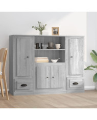 Buffets 3 pcs sonoma gris bois d'ingénierie | Mobilier & Déco
