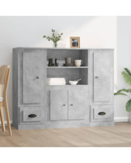 Buffets 3 pcs gris béton bois d'ingénierie | Mobilier & Déco