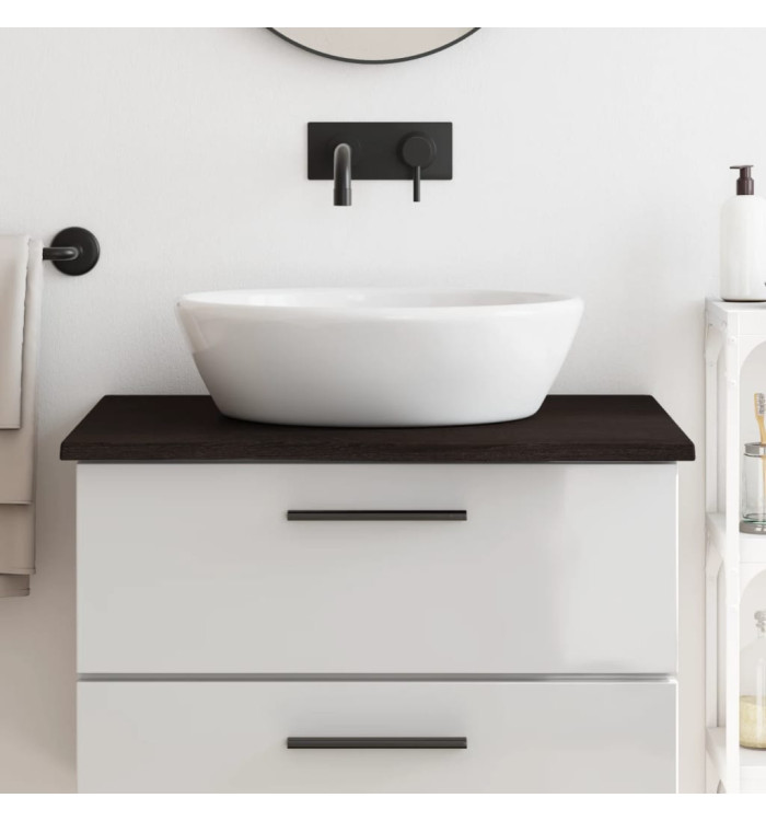 Comptoir de salle de bain marron foncé 80x50x2 cm bois traité | Mobilier & Déco