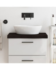 Comptoir de salle de bain marron foncé bois massif traité | Mobilier & Déco