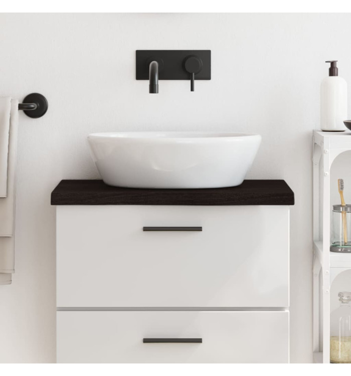 Comptoir de salle de bain marron foncé bois massif traité | Mobilier & Déco