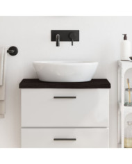 Comptoir de salle de bain marron foncé bois massif traité | Mobilier & Déco