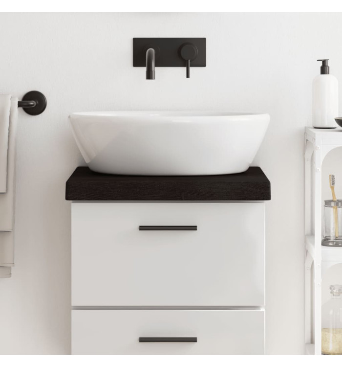 Comptoir de salle de bain marron foncé bois massif traité | Mobilier & Déco