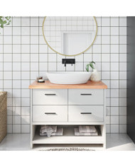Comptoir de salle de bain marron 100x50x(2-4) cm bois traité | Mobilier & Déco