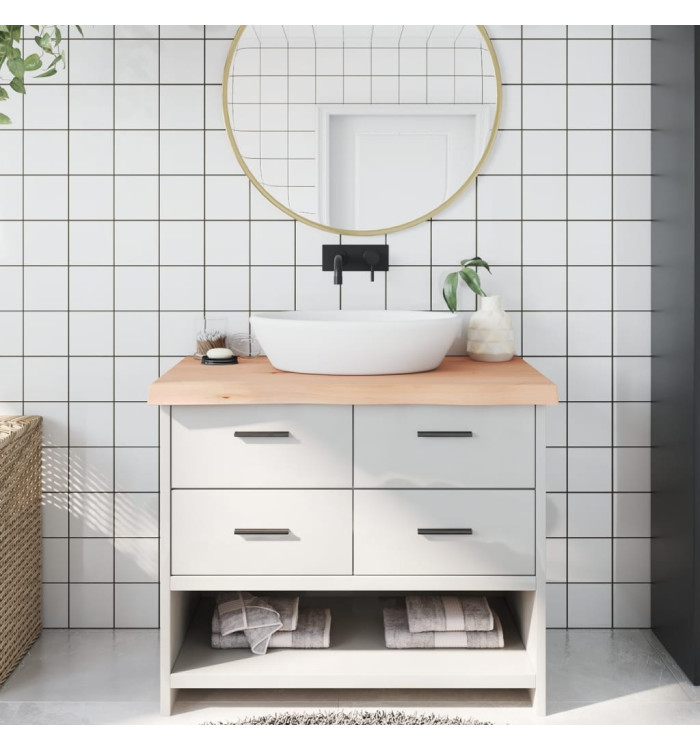 Comptoir de salle de bain 100x50x(2-6)cm bois massif non traité | Mobilier & Déco