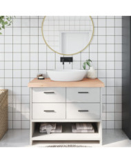 Comptoir de salle de bain 100x50x(2-6)cm bois massif non traité | Mobilier & Déco