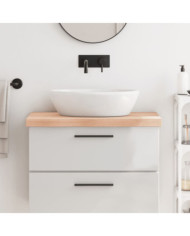 Comptoir de salle de bain 80x60x(2-6) cm bois massif non traité | Mobilier & Déco