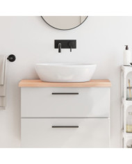 Comptoir de salle de bain 80x40x(2-4) cm bois massif non traité | Mobilier & Déco