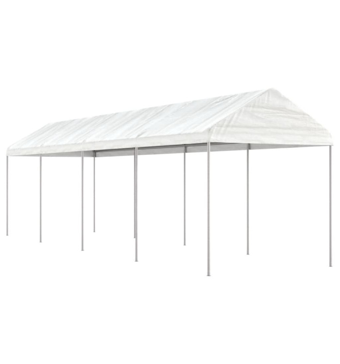 Belvédère avec toit blanc 8,92x2,28x2,69 m polyéthylène | Mobilier & Déco