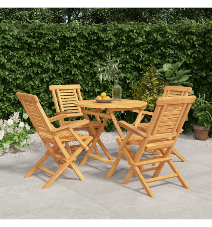 Ensemble à manger de jardin 5 pcs Bois de teck massif | Mobilier & Déco