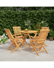 Ensemble à manger de jardin 5 pcs Bois de teck massif | Mobilier & Déco
