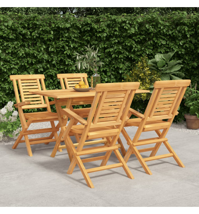 Ensemble à manger de jardin 5 pcs Bois de teck massif | Mobilier & Déco
