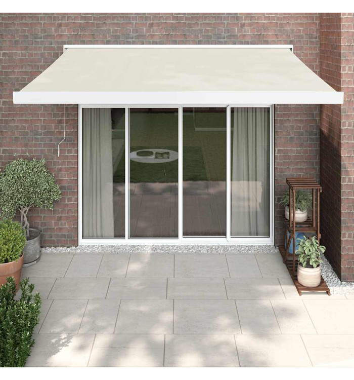 Auvent rétractable crème 3,5x2,5 m tissu et aluminium | Mobilier & Déco