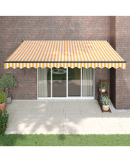 Auvent rétractable automatique jaune et blanc 4,5x3 m | Mobilier & Déco