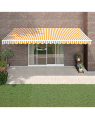 Auvent rétractable automatique jaune et blanc 5x3 m | Mobilier & Déco