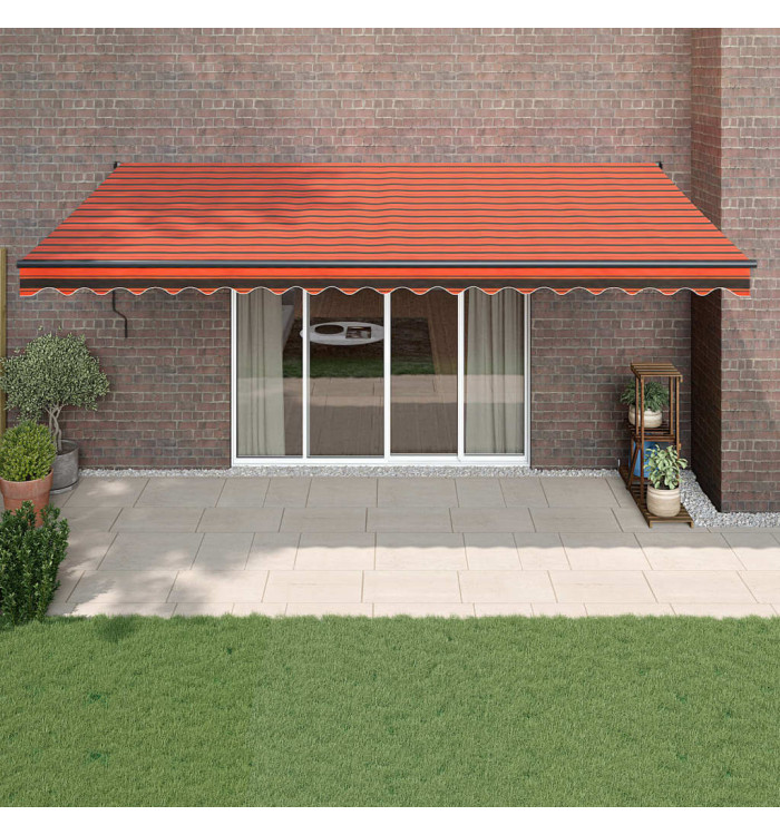 Auvent rétractable orange et marron 5x3 m tissu et aluminium | Mobilier & Déco