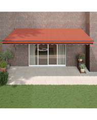 Auvent rétractable orange et marron 5x3 m tissu et aluminium | Mobilier & Déco