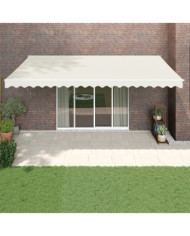 Auvent rétractable crème 5x3 m tissu et aluminium | Mobilier & Déco