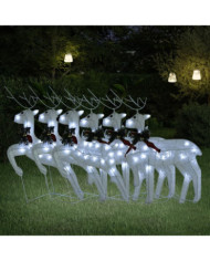 Rennes de Noël 6 pcs Blanc 120 LED | Mobilier & Déco