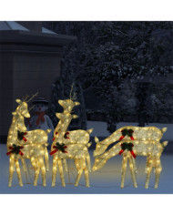Rennes de Noël 6 pcs Doré Blanc chaud Maille | Mobilier & Déco