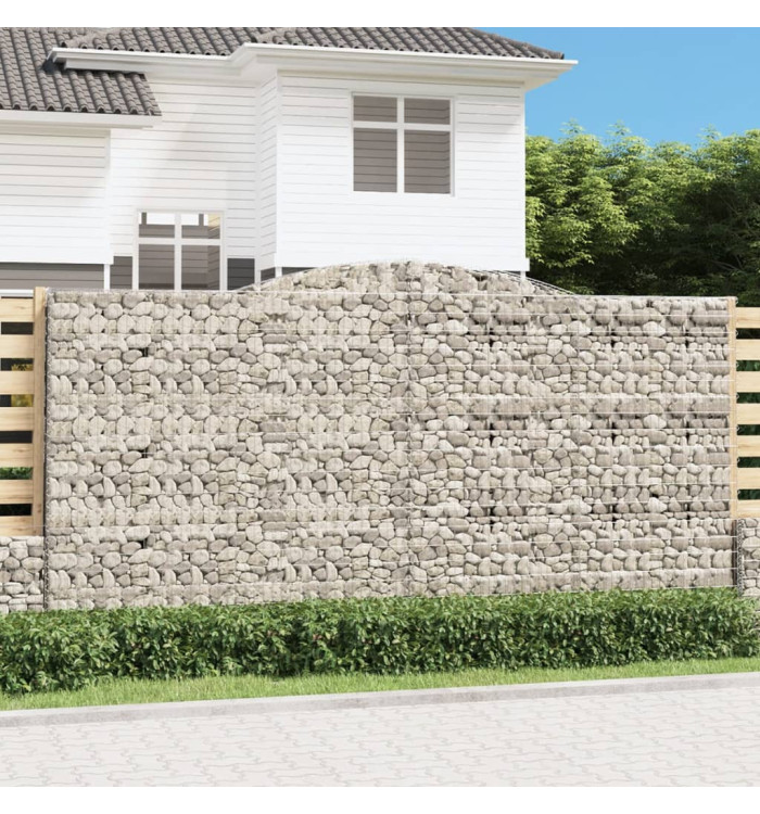Paniers à gabions arqués 3 pcs 400x30x200/220 cm Fer galvanisé | Mobilier & Déco
