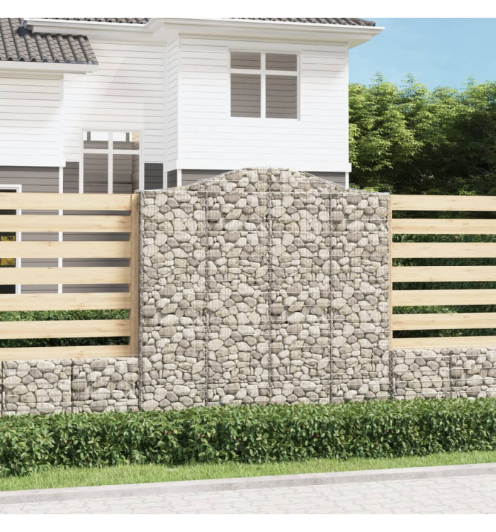 Paniers à gabions arqués 5 pcs 200x30x200/220 cm fer galvanisé | Mobilier & Déco