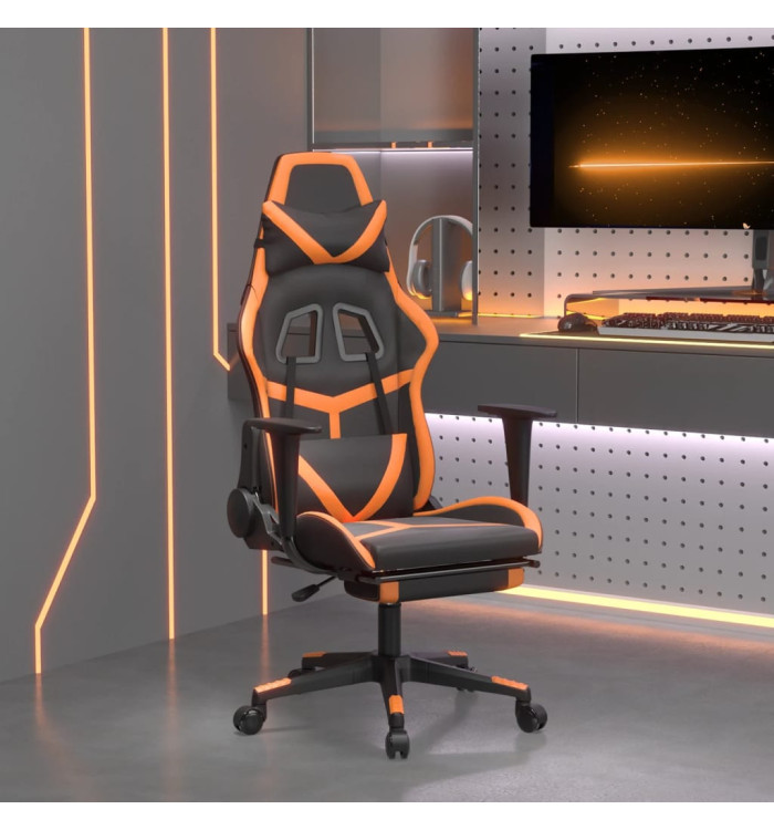 Chaise de jeu avec repose-pied Noir et orange Similicuir | Mobilier & Déco