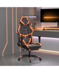 Chaise de jeu avec repose-pied Noir et orange Similicuir | Mobilier & Déco