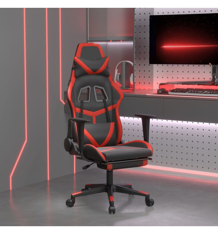 Chaise de jeu avec repose-pied Noir et rouge Similicuir | Mobilier & Déco