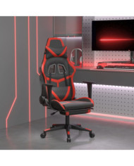 Chaise de jeu avec repose-pied Noir et rouge Similicuir | Mobilier & Déco