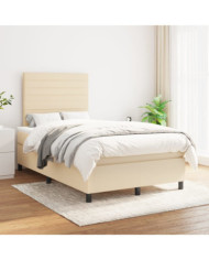 Sommier à lattes de lit avec matelas Crème 120x200 cm Tissu | Mobilier & Déco