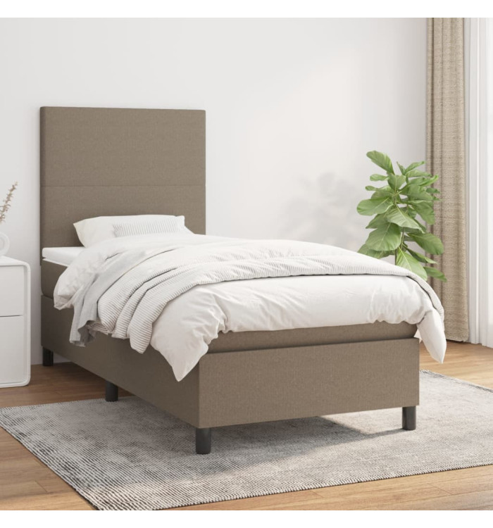 Sommier à lattes de lit avec matelas Taupe 90x190 cm Tissu | Mobilier & Déco