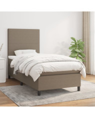 Sommier à lattes de lit avec matelas Taupe 90x190 cm Tissu | Mobilier & Déco