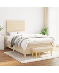 Sommier à lattes de lit avec matelas Crème 120x200 cm Tissu | Mobilier & Déco