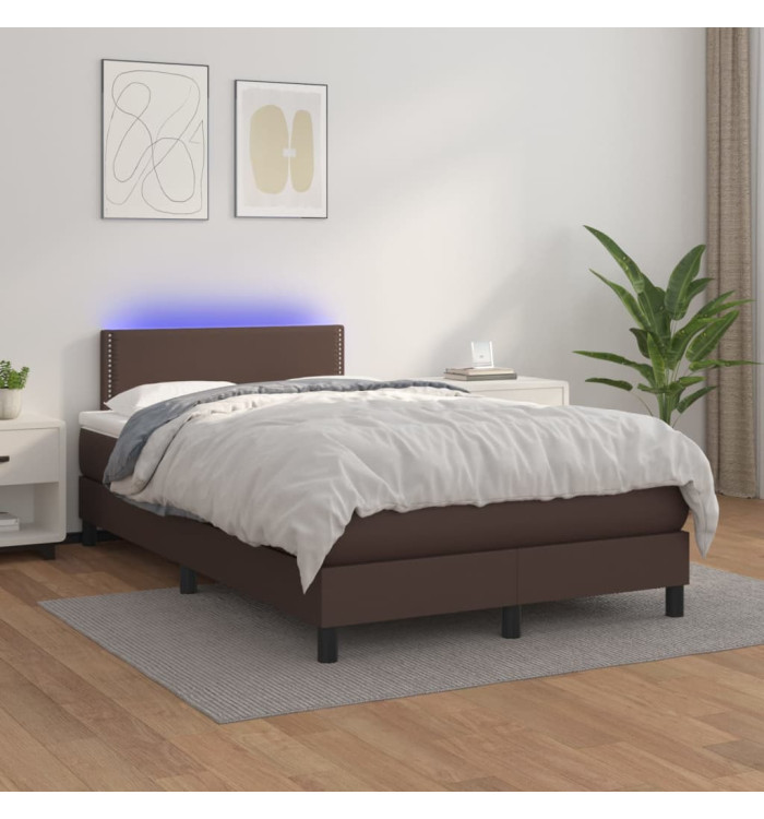 Sommier à lattes de lit avec matelas et LED Marron 120x200 cm | Mobilier & Déco