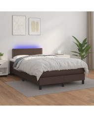 Sommier à lattes de lit avec matelas et LED Marron 120x200 cm | Mobilier & Déco