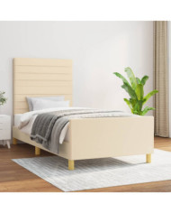 Cadre de lit sans matelas crème 100x200 cm tissu | Mobilier & Déco