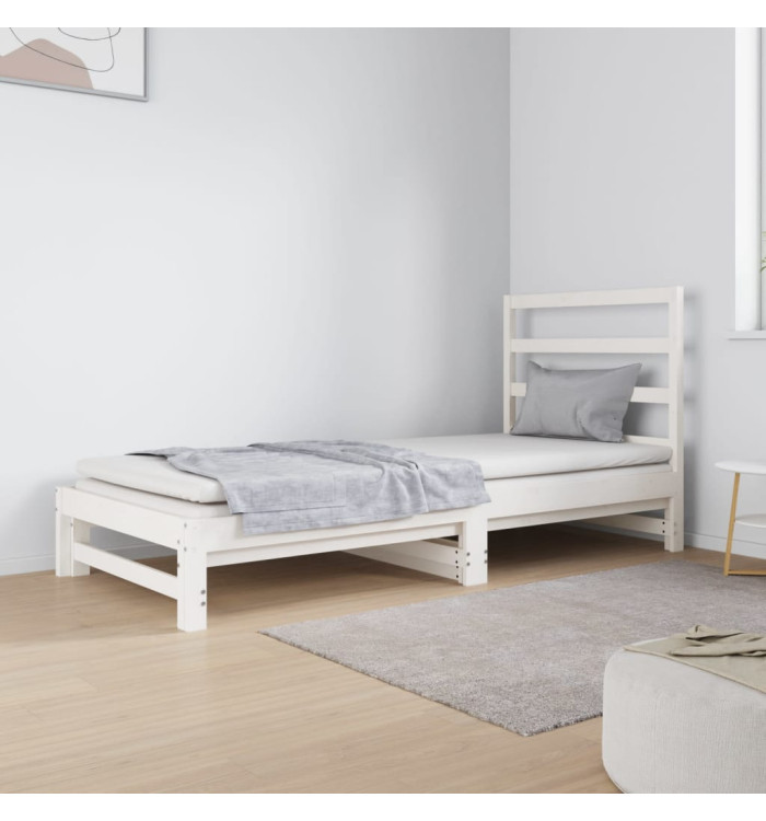 Lit coulissant sans matelas blanc 2x(90x190) cm | Mobilier & Déco