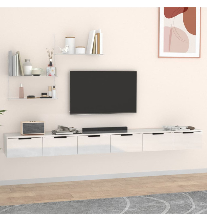 Armoires murales 2 pcs Blanc brillant 102x30x20 cm | Mobilier & Déco