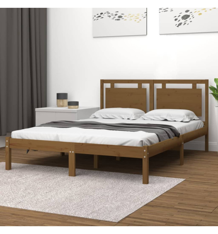 Cadre de lit sans matelas marron miel 120x200 cm bois massif | Mobilier & Déco