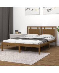 Cadre de lit sans matelas marron miel 120x200 cm bois massif | Mobilier & Déco