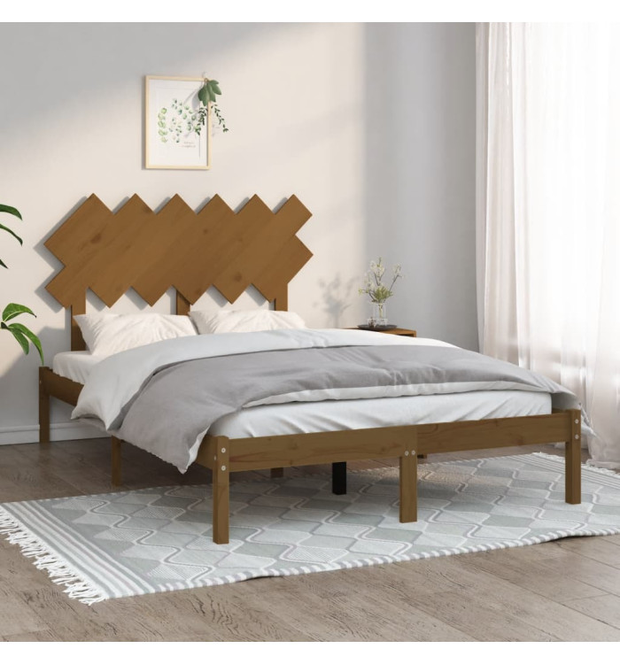 Cadre de lit sans matelas marron miel 120x200 cm bois massif | Mobilier & Déco